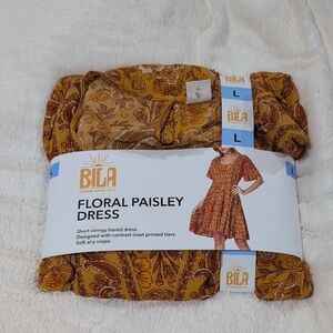 Bila Golden Floral Paisley Dress